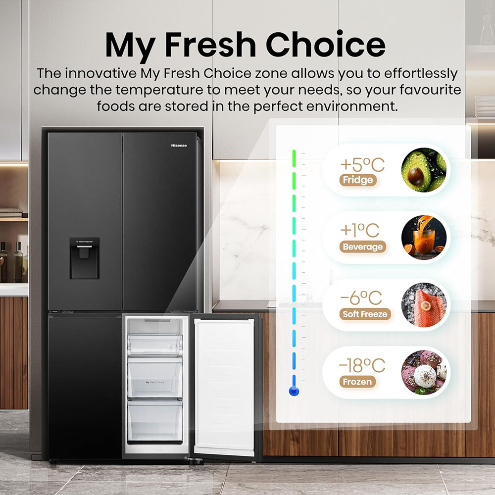 Hisense RQ5P470SMFE Wifi Connected American Fridge Freezer Cross Door with Water Dispenser