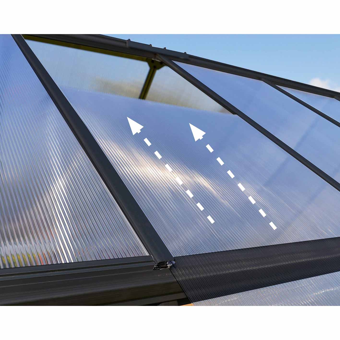 Palram Canopia Mythos 6x10 Silver Greenhouse -TwinWall Polycarbonate, Aluminum Frame, Base Included