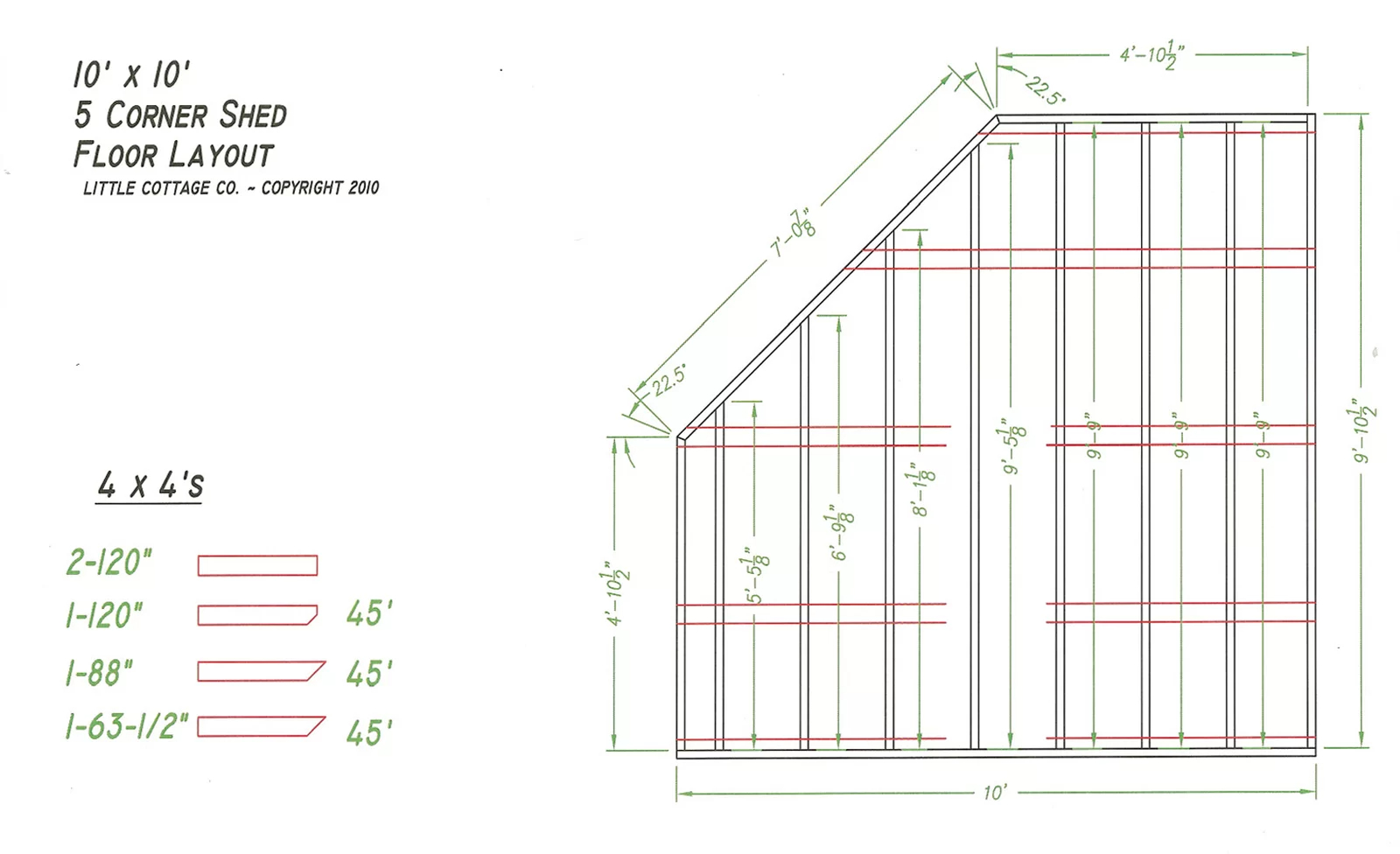 【Storage Shed】Colonial 10 ft. W x 10 ft. D Wooden Storage Shed