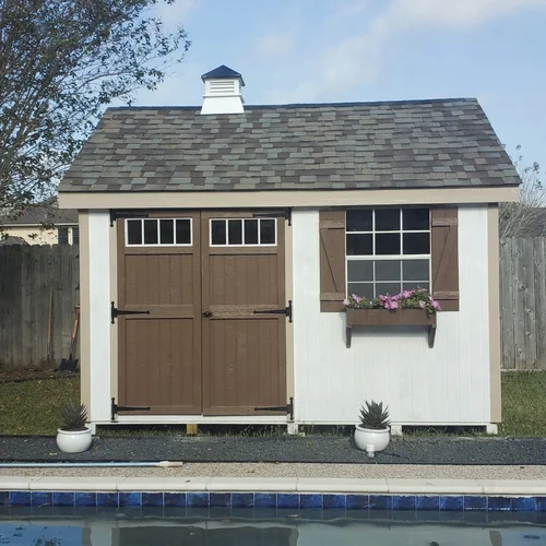 【Storage Shed】Colonial Pinehurst 10 ft. W x 12 ft. D Solid and Manufactured Wood Storage Shed