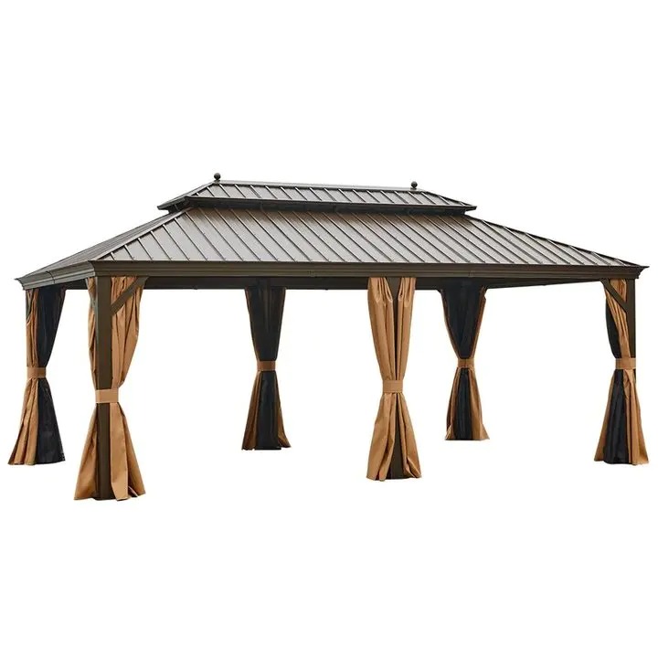 【Gazebo】【BS】20 Ft. W x 12 Ft. D Galvanized Steel Patio Gazebo