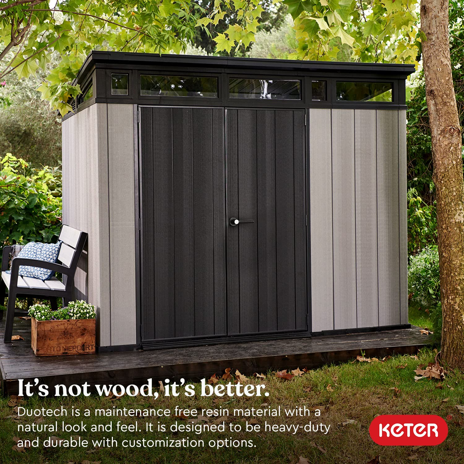 9x7 Foot Large Outdoor Shed with Floor with Modern Design for Patio Furniture, Tools