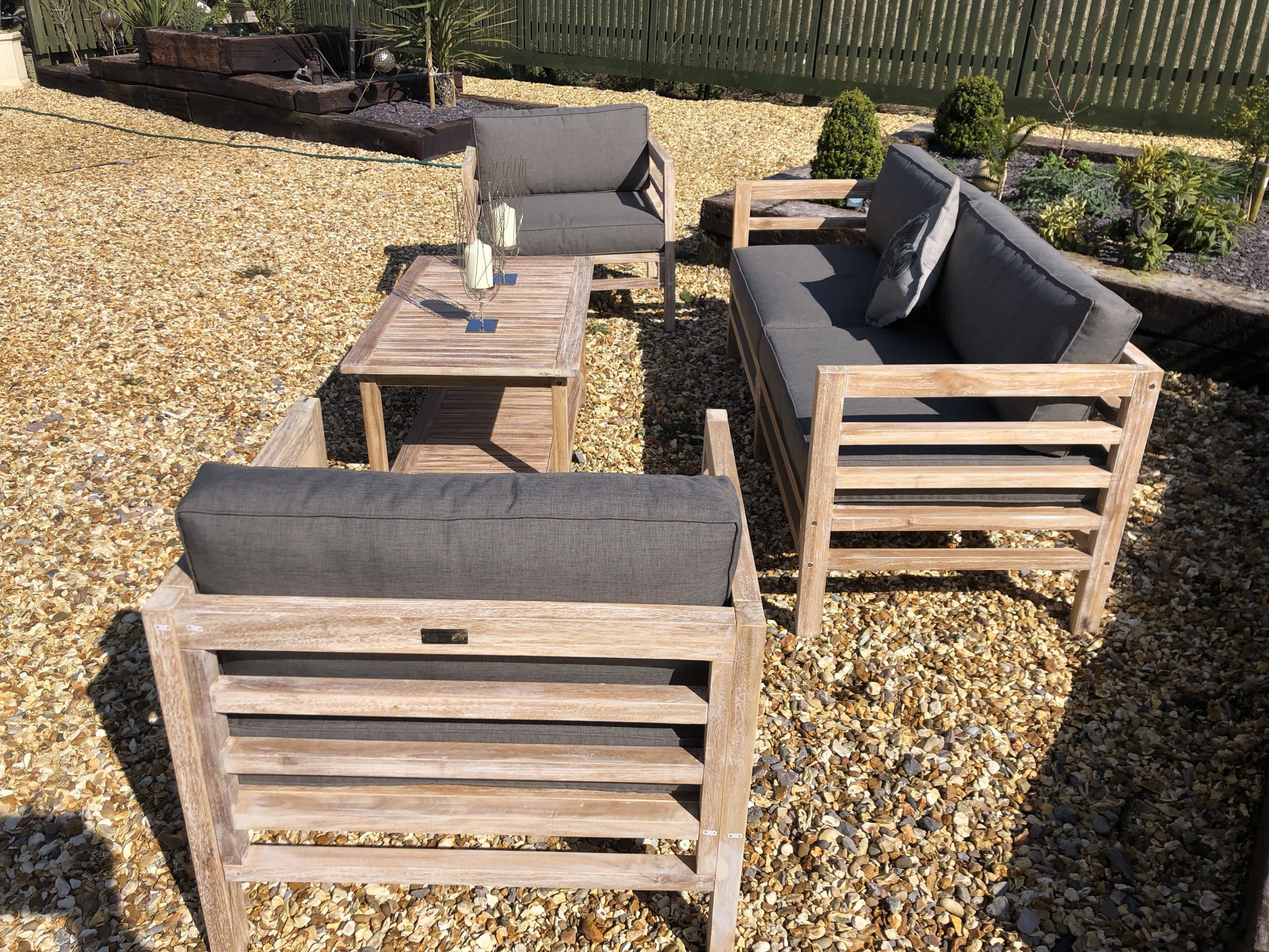 teak garden sofa set with coffee table
