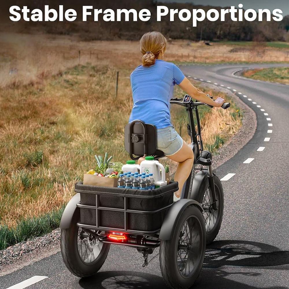 Electric Trike for Adult with 750W Motor, 48V 18AH Cells Battery, Pickup Class 500 LB Load Electric Tricycle