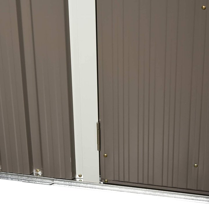 Outsunny 845-331 8 x 6 ft Corrugated Metal Shed w/Double Door Window Sloped Roof Outdoor Equipment Tool Storage Garden Grey