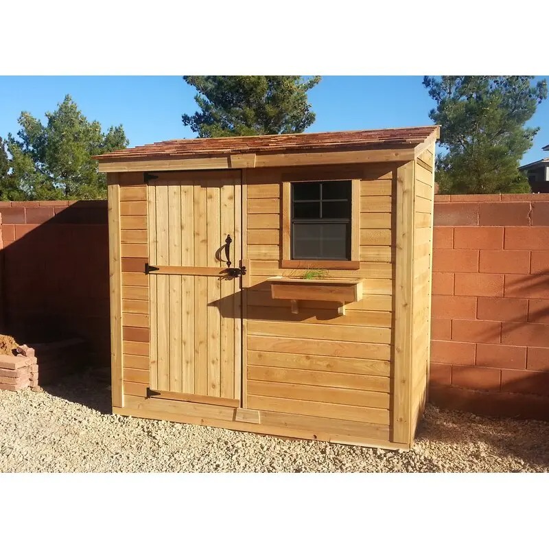 8.5 ft wide x 4.5 ft deep solid wood inclined storage shed