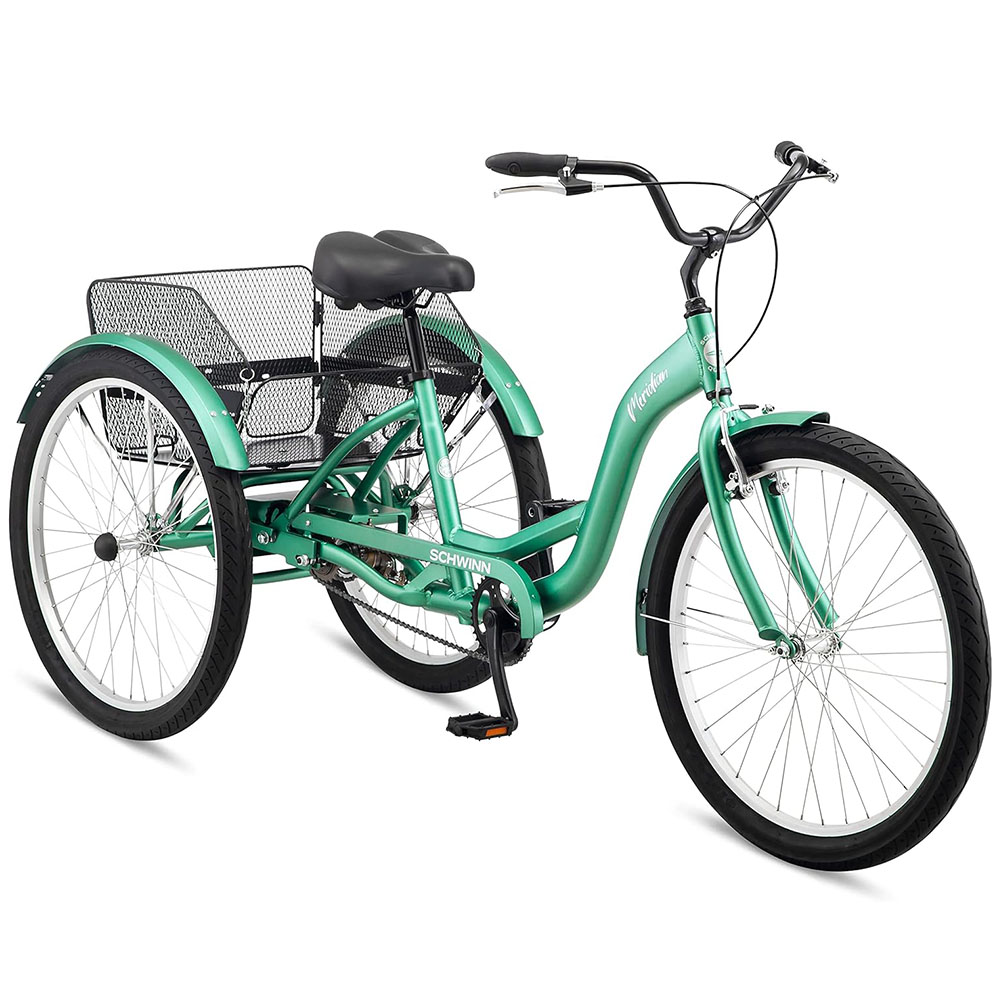 Schwinn Meridian Adult Tricycle, 24 or 26-Inch Wheel Options, Low Step-Through Aluminum Frame