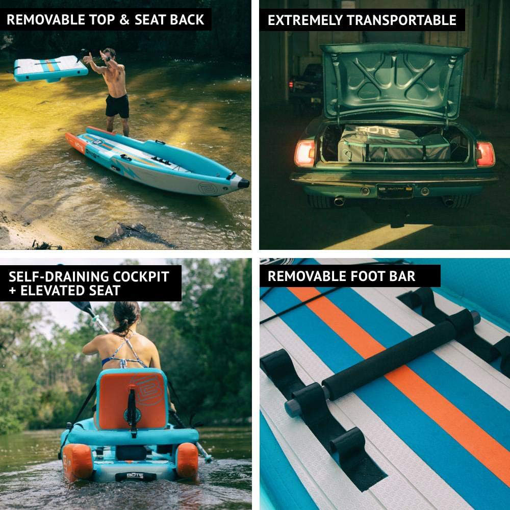 BOTE Deus Aero Inflatable MagnePod Compatible Kayak for Adults and Kids Including Travel Bag, 1 Person Single Seater, Inflatable Kayak for Recreational Fishing Hunting Leisure